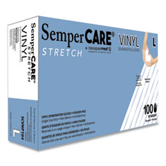 SemperCare® Stretch Vinyl Examination Gloves, Cream, Large, 100/Box