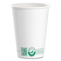 SOLO® Compostable Paper Hot Cups, ProPlanet Seal, 12 oz, White/Green, 1,000/Carton