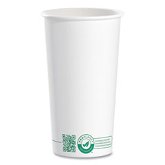 SOLO® Compostable Paper Hot Cups, ProPlanet Seal, 20 oz, White/Green, 600/Carton