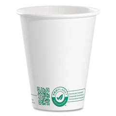 SOLO® Compostable Paper Hot Cups, ProPlanet Seal, 8 oz, White/Green, 1,000/Carton
