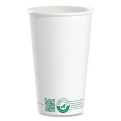 SOLO® Compostable Paper Hot Cups, ProPlanet Seal, 16 oz, White/Green, 1,000/Carton