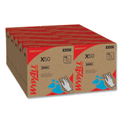 WypAll® X50 Cloths, POP-UP Box, 12.5 x 9.1, White, 168/Box, 10 Boxes/Carton