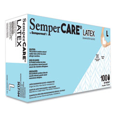 SemperCare® Latex Examination Gloves, Powder-Free, Large, Cream, 5 mil, 100/Box, 10 Boxes/Carton
