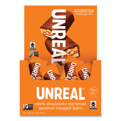 UNREAL® Dark Chocolate Caramel Peanut Nougat Bars, 0.67 oz Individually Wrapped, 40/Pack, Ships in 1-3 Business Days