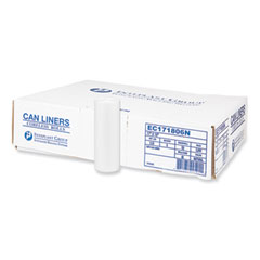Inteplast Group High-Density Commercial Can Liners, 4 gal, 6 mic, 17" x 18", Clear, 50 Bags/Roll, 40 Perforated Rolls/Carton