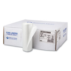 Inteplast Group High-Density Commercial Can Liners, 16 gal, 6 mic, 24" x 33", Natural, 50 Bags/Roll, 20 Perforated Rolls/Carton