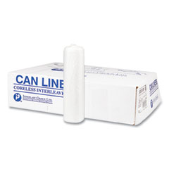 Inteplast Group High-Density Commercial Can Liners, 10 gal, 8 mic, 24" x 24", Natural, 50 Bags/Roll, 20 Interleaved Rolls/Carton
