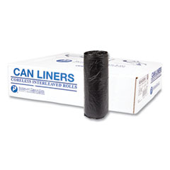 Inteplast Group High-Density Commercial Can Liners, 16 gal, 6 mic, 24" x 33", Black, 50 Bags/Roll, 20 Rolls/Carton