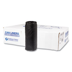 Inteplast Group High-Density Commercial Can Liners, 16 gal, 8 mic, 24" x 33", Black, 50 Bags/Roll, 20 Rolls/Carton
