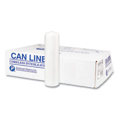 Inteplast Group High-Density Commercial Can Liners, 30 gal, 8 mic, 30" x 37", Clear, 25 Bags/Roll, 20 Interleaved Rolls/Carton