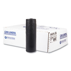Inteplast Group High-Density Interleaved Commercial Can Liners, 33 gal, 16 mic, 33" x 40", Black, 25 Bags/Roll, 10 Rolls/Carton