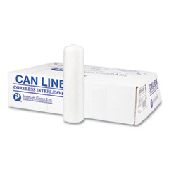 Inteplast Group High-Density Interleaved Commercial Can Liners, 33 gal, 17 mic, 33" x 40", Clear, 25 Bags/Roll, 10 Rolls/Carton