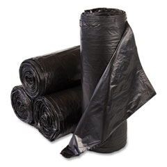 Inteplast Group High-Density Commercial Can Liners, 55 gal, 22.1 mic, 36" x 60", Black, 25 Bags/Roll, 6 Interleaved Rolls/Carton