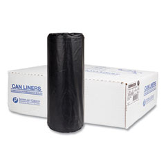 Inteplast Group High-Density Commercial Can Liners, 60 gal, 22 mic, 38" x 60", Black, 25 Bags/Roll, 6 Interleaved Rolls/Carton