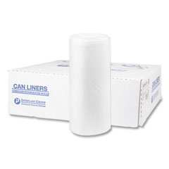 Inteplast Group High-Density Interleaved Commercial Can Liners, 60 gal, 22 mic, 38" x 60", Clear, 25 Bags/Roll, 6 Rolls/Carton