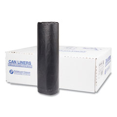 Inteplast Group High-Density Interleaved Commercial Can Liners, 45 gal, 16 mic, 40" x 48", Black, 25 Bags/Roll, 10 Rolls/Carton