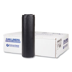 Inteplast Group High-Density Interleaved Commercial Can Liners, 45 gal, 22 mic, 40" x 48", Black, 25 Bags/Roll, 6 Rolls/Carton
