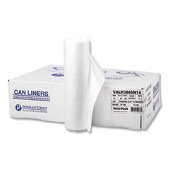Inteplast Group High-Density Commercial Can Liners Value Pack, 60 gal, 12 mic, 38" x 58", Clear, 25 Bags/Roll, 8 Rolls/Carton