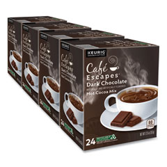 Café Escapes® Dark Chocolate Hot Cocoa K-Cups, 24/Box, 4 Box/Carton
