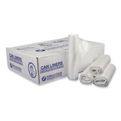 Inteplast Group High-Density Interleaved Commercial Can Liners, 30 gal, 16 mic, 30" x 37", Clear, 25 Bags/Roll, 20 Rolls/Carton