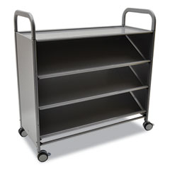 Gratnells Gratnells Callero Plus Tilted Shelf Trolley, Metal, 3 Tilted Shelves, 1 Flat Shelf, 40.6" x 17.3" x 41.5", Silver