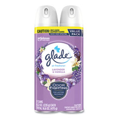 Glade® Air Freshener, Lavender & Vanilla, Scent, 8.3 oz Aerosol Spray, 2/Pack, 3 Packs/Carton
