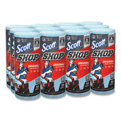 Scott® Shop Towels, Standard Roll, 1-Ply, 9.4 x 11, Blue, 55/Roll, 12 Rolls/Carton