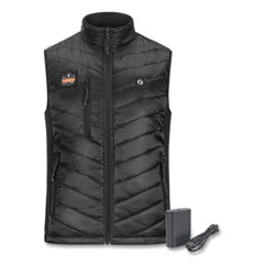 ergodyne® N-Ferno 6495 Rechargeable Heated Vest with Battery Power Bank, Fleece/Polyester, 2X-Large, Black, Ships in 1-3 Business Days