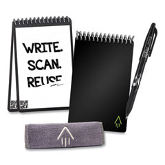 Rocketbook Mini Notepad, Black Cover, Dot Grid Rule, 3.5 x 5.5, Black/White, 24 Sheets