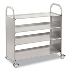 Gratnells Callero Plus Flat Shelf Trolley, Metal, 4 Shelves, 40.6" x 17.3" x 41.5", Silver