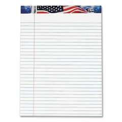 TOPS™ American Pride Writing Pad, Wide/Legal Rule, Red/White/Blue Headband, 50 White 8.5 x 11.75 Sheets, 12/Pack