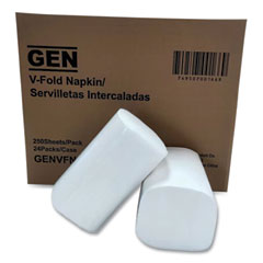 GEN Premium Interfold Pop-Up Dispenser Napkin, 6.5 x 8.3, White, 250/Pack, 24 Packs/Carton