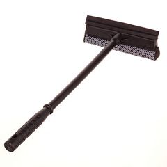 Unger® Auto Squeegee, 8" Rubber Blade, 8" Mesh Scrubber, 21" Plastic Handle with Grip, Black, 20/Carton
