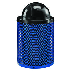 Outdoor Diamond Steel Trash Can, 36 gal, Dome Lid, Blue