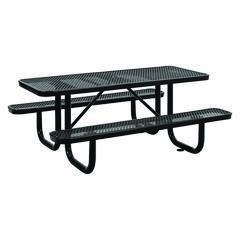 Expanded Steel Picnic Table, Rectangular, 72 x 62 x 29.5, Black Top, Black Base/Legs
