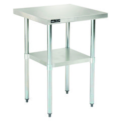 Work Table with Undershelf, Square, 24 x 24 x 35, Silver Top, Silver Base/Legs