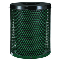 Outdoor Diamond Steel Trash Can, 36 gal, Green