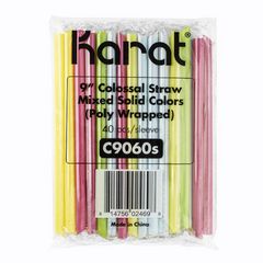 Karat® Boba Straws, 9", Assorted, 1,600/Carton