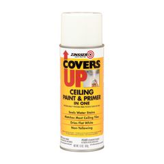 Zinsser® Covers Up Ceiling Paint and Primer, Interior, Flat White, 13 oz Aerosol Can, 6/Carton