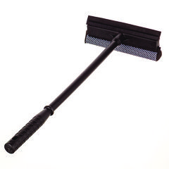 Auto Squeegee, 8" Rubber Blade, 8" Mesh Scrubber, 21" Plastic Handle with Grip, Black