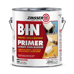 Zinsser® BIN Shellac-Base Interior and Spot Exterior Primer, Flat White, 1 gal Bucket/Pail, 2/Carton