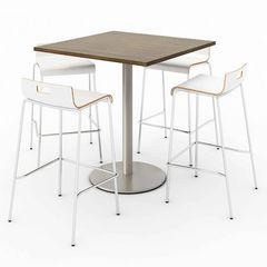 KFI Studios Pedestal Bistro Table with Four Jive Series Barstools