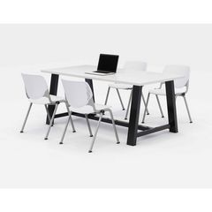 Midtown Dining Table with Four White Kool Series Chairs, 36 x 72 x 30, Designer White