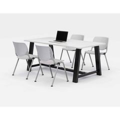 Midtown Dining Table with Four Light Gray Kool Series Chairs, 36 x 72 x 30, Designer White