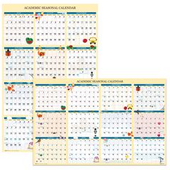 House of Doolittle™ Recycled Academic Seasonal Laminated Wall Calendar, Illustrated Seasons, 24 x 37, 12-Month (July to June), 2024 to 2025