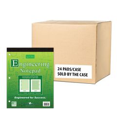 Covered Engineering Pad, 5 sq/in Quadrille Rule, 80 Green 8.5 x 11 Sheets, 24/Carton