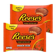 Snack Size Peanut Butter Cups, 19.5 oz Bag, 2 Bags/Carton