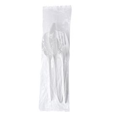 Boardwalk® Three-Piece Cutlery Kit, Fork/Knife/Teaspoon, Mediumweight, White, 250/Carton
