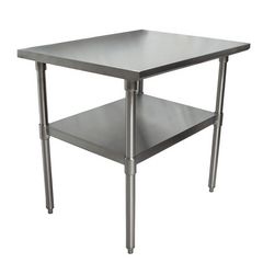 Stainless Steel Flat Top Work Tables, 36w x 30d x 36h, Silver, 2/Pallet