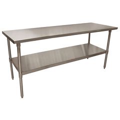 Stainless Steel Flat Top Work Tables, 72w x 30d x 36h, Silver, 2/Pallet